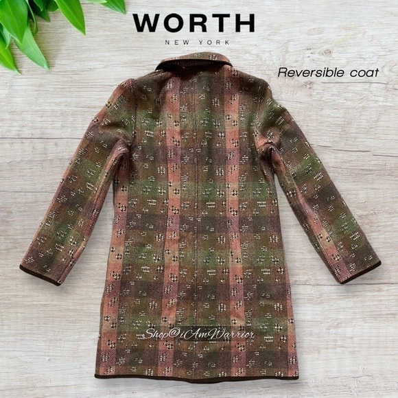 Worth New York Wool Reversible Coat – Glen Plaid & Mosaic Check *shop@iamwarrior - Picture 6 of 11